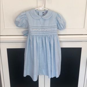 Short sleeve blue linen dress